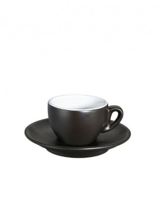 Ceasca si farfurie de espresso, negru mat, 50 ml, colectia Roma - CILIO